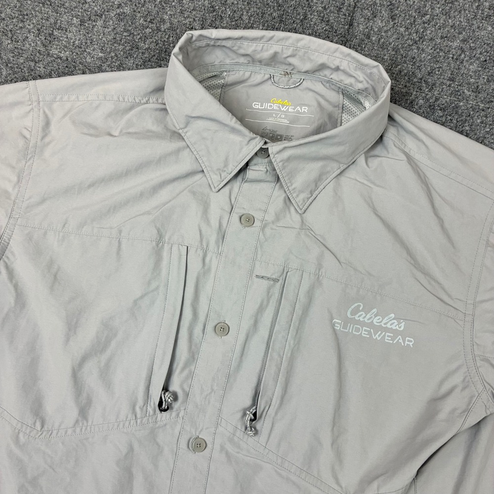 Cabelas Guidewear Mens Size Large Short Sleeve Fishing Shirt Ventilated Pockets